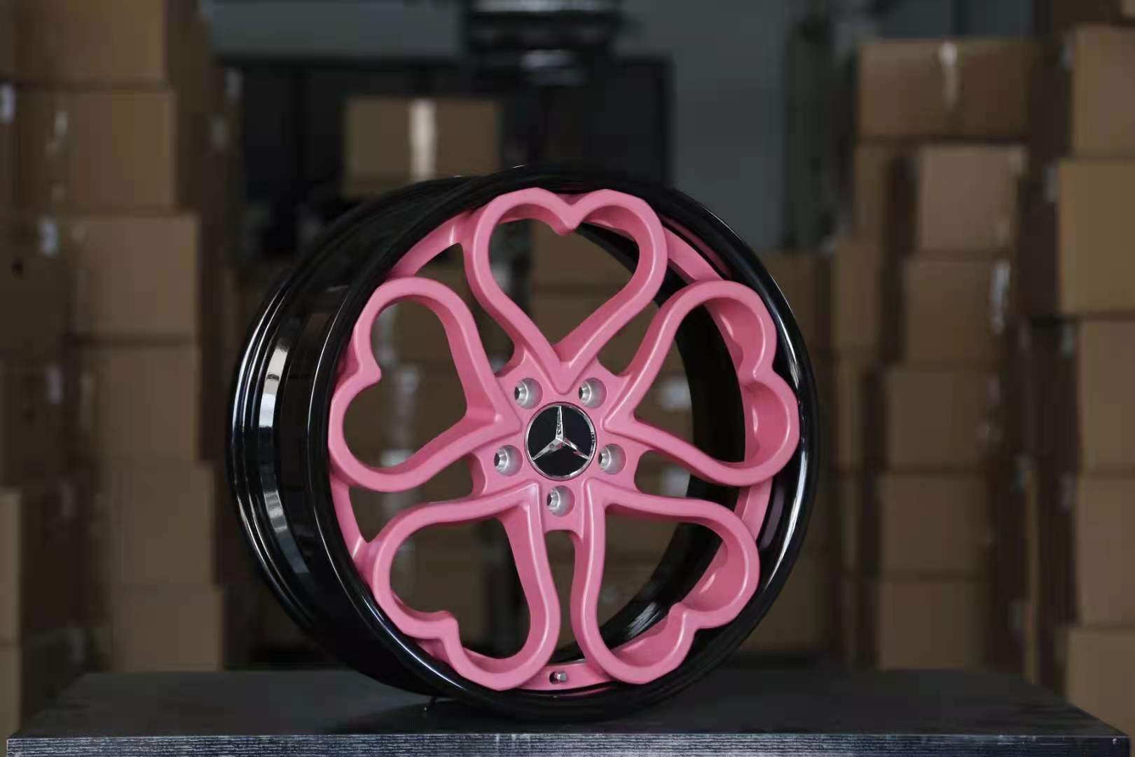 Customized pink heart shape forged wheels lovely car wheels
